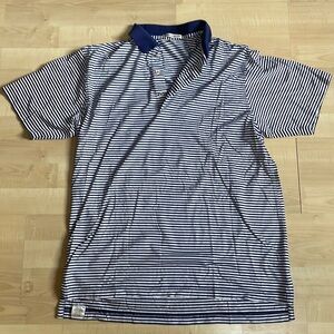 Peter Millar 100% cotton like new striped navy polo excellent quality golf shirt